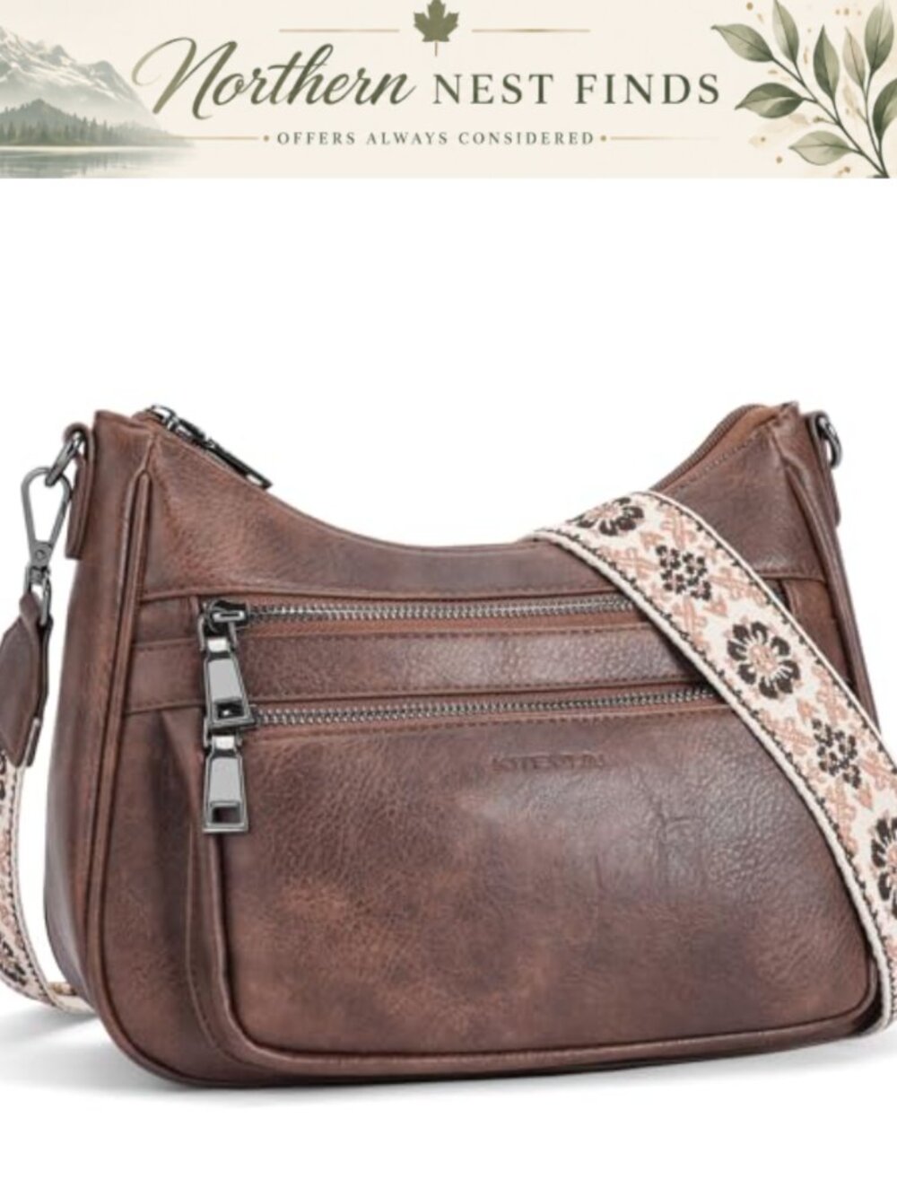 Vegan Leather Crossbody Bag for Women with Adjustable Strap
